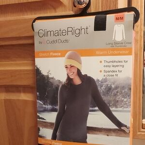 Cuddl Duds Black Stretch Fleece Long Sleeve